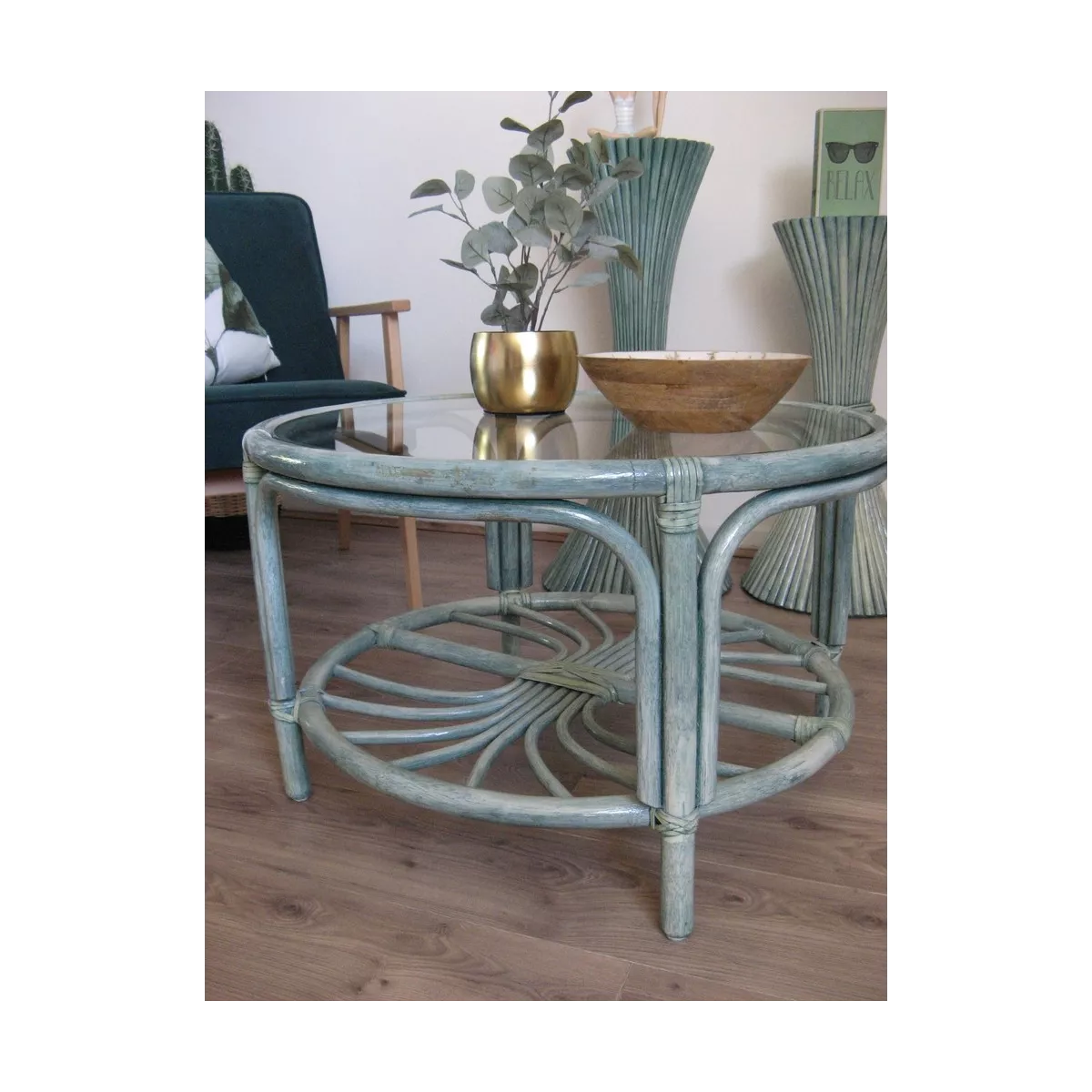 Table Basse en Rotin 77x77 Zoé Mare