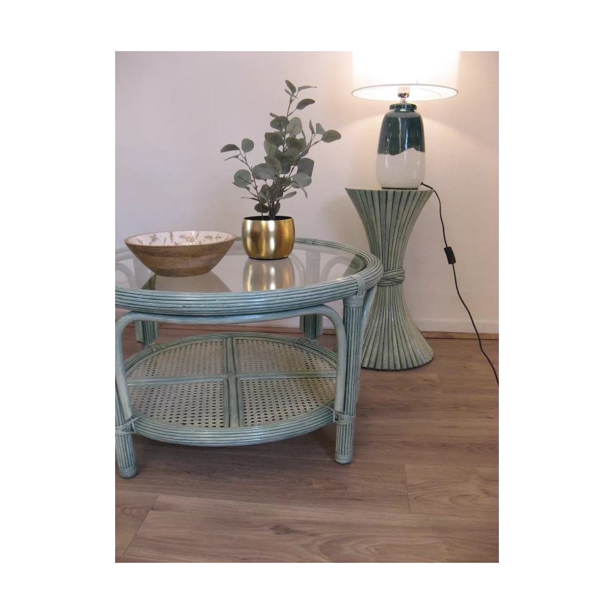 Table Basse en Rotin 77x77 Léon Mare