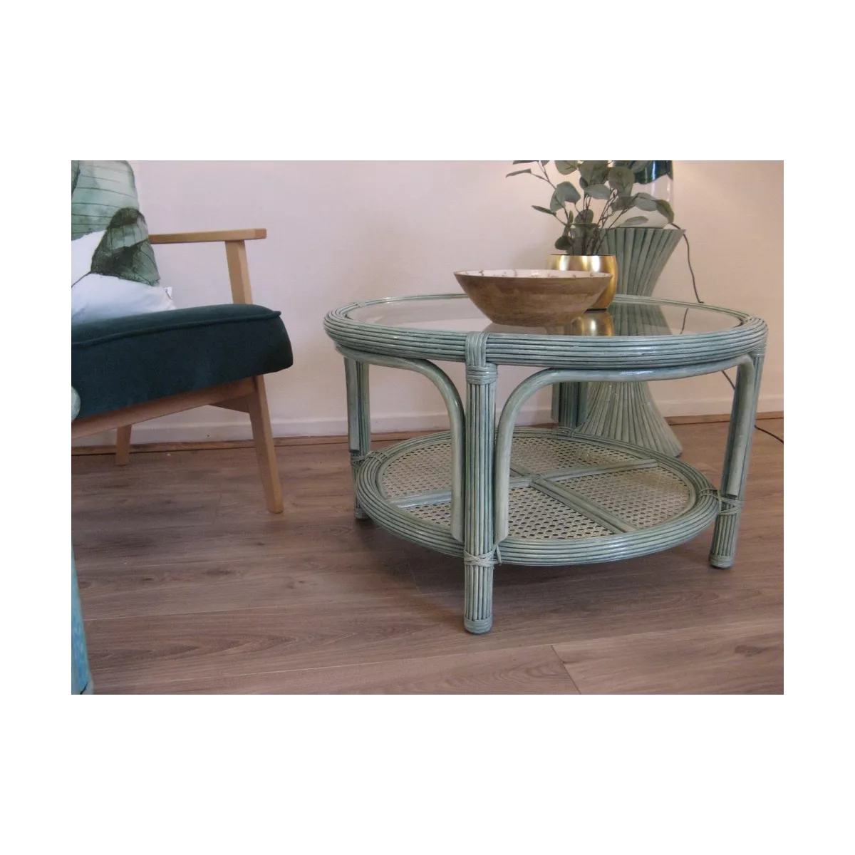 Table Basse en Rotin 77x77 Léon Mare