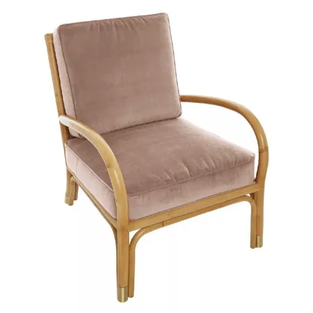 Fauteuil Riviera Velours Beige Rosé