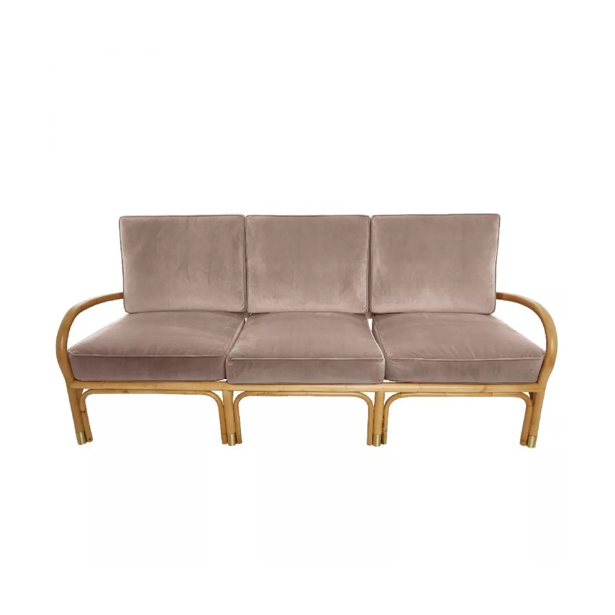 Canapé 3 Places en rotin Riviera Velours Beige Rosé