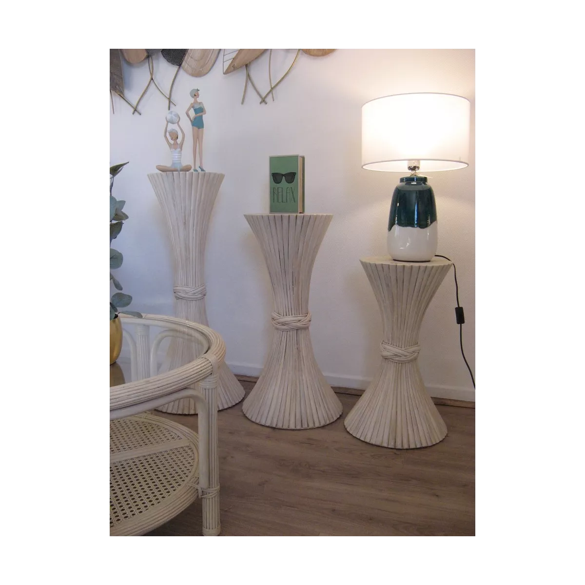 Table Basse en Rotin 77x77 Léon Ivoire