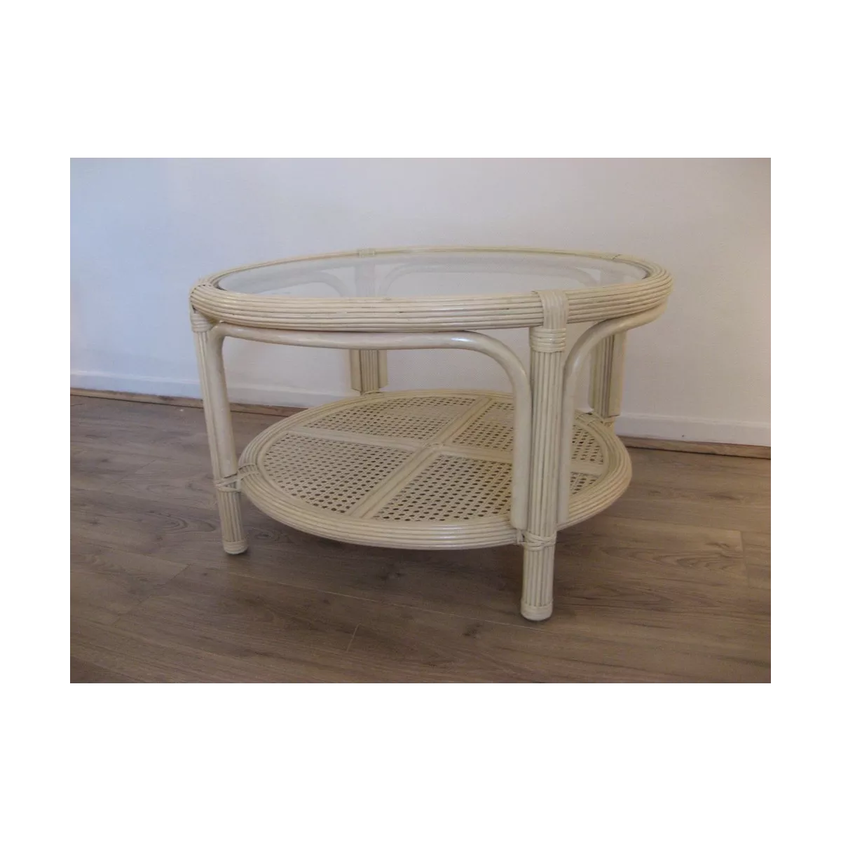 Table Basse en Rotin 77x77 Léon Ivoire
