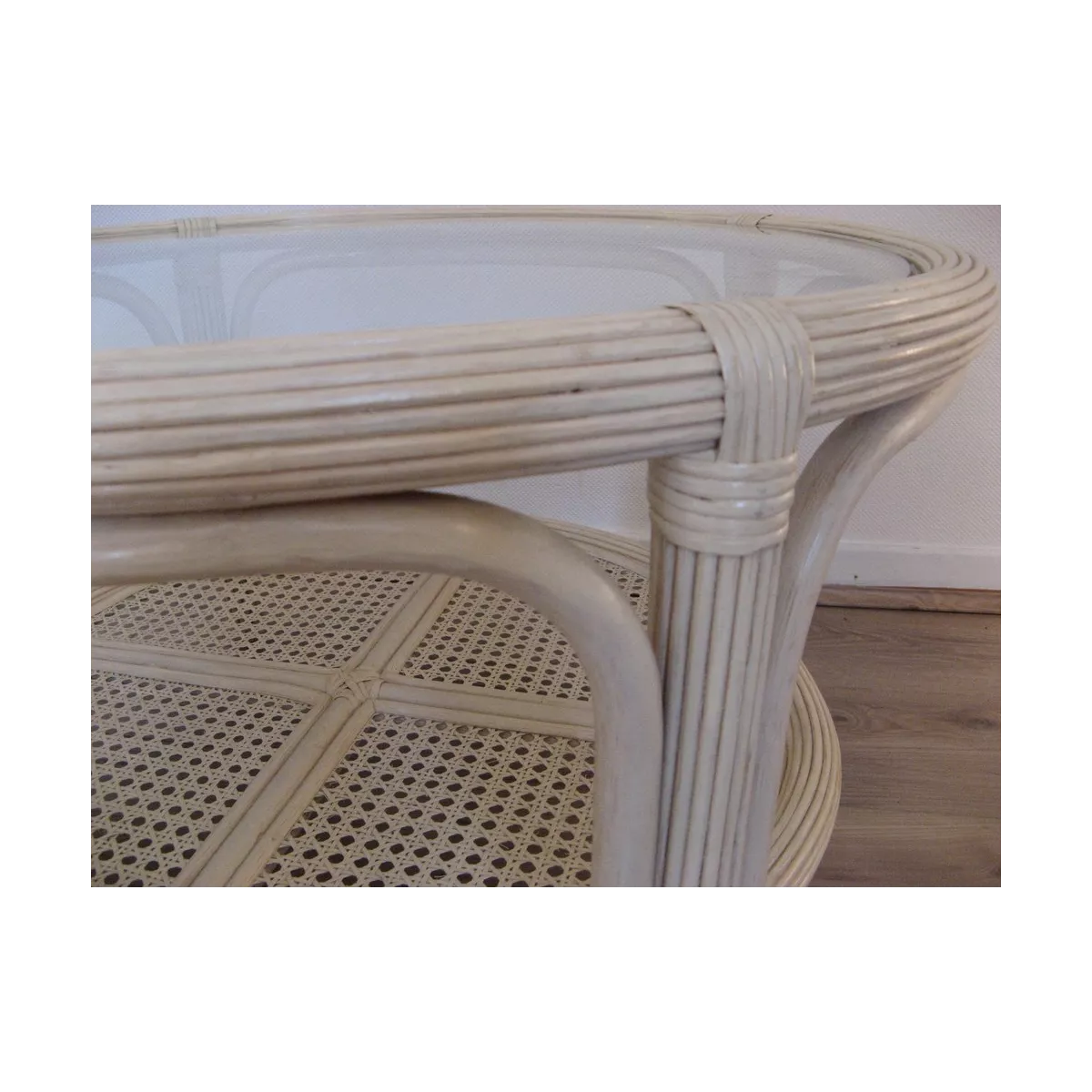 Table Basse en Rotin 77x77 Léon Ivoire