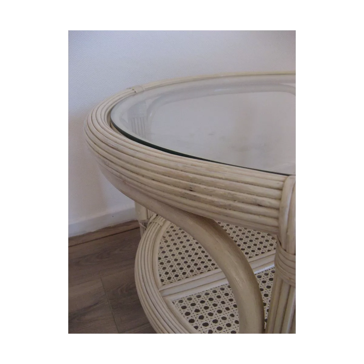 Table Basse en Rotin 77x77 Léon Ivoire