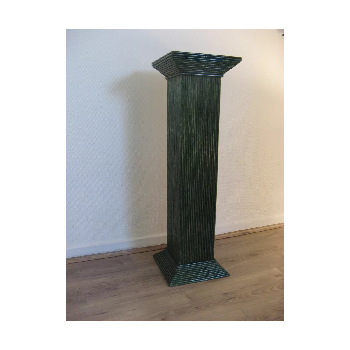 Colonne Grecque en Rotin H.91 cm Vert Foncé