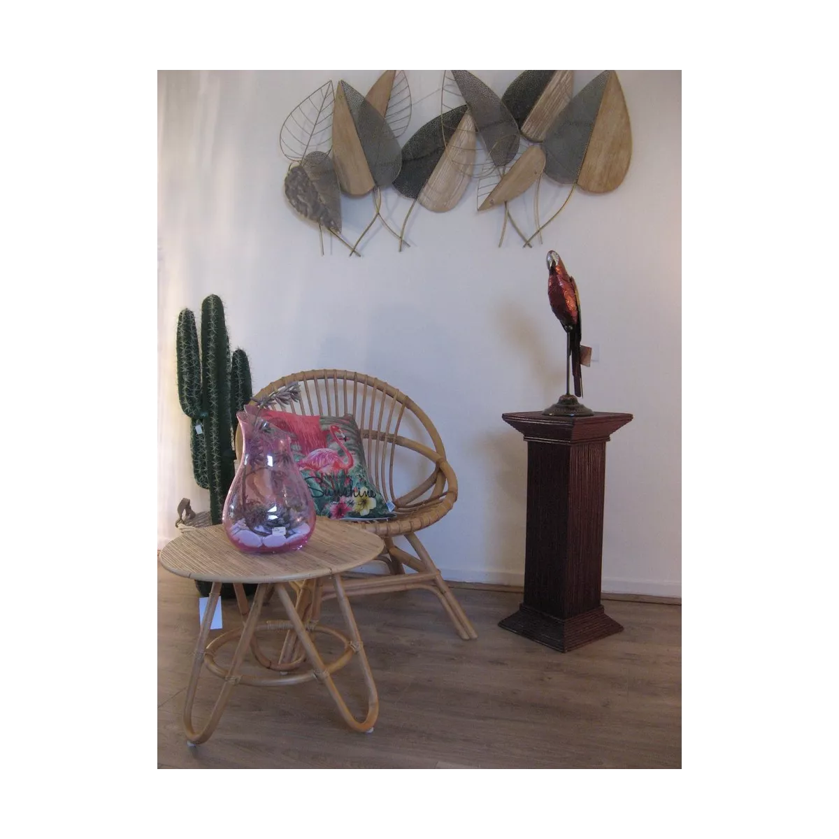 Colonne Grecque en Rotin H.67 cm Prune