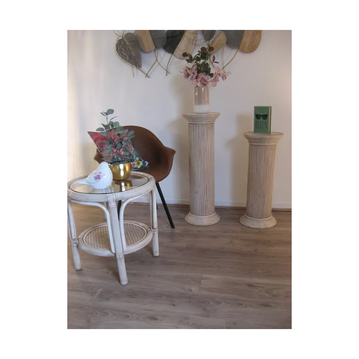 Colonne Romaine en Rotin H.76 cm Rose