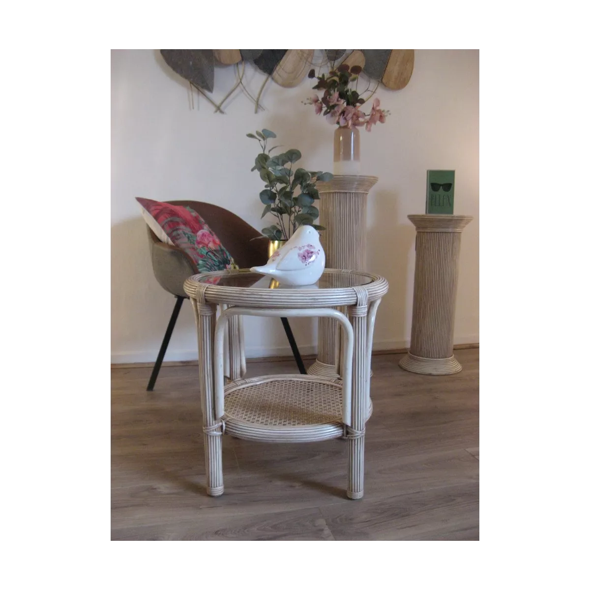 Colonne Romaine en Rotin H.76 cm Rose