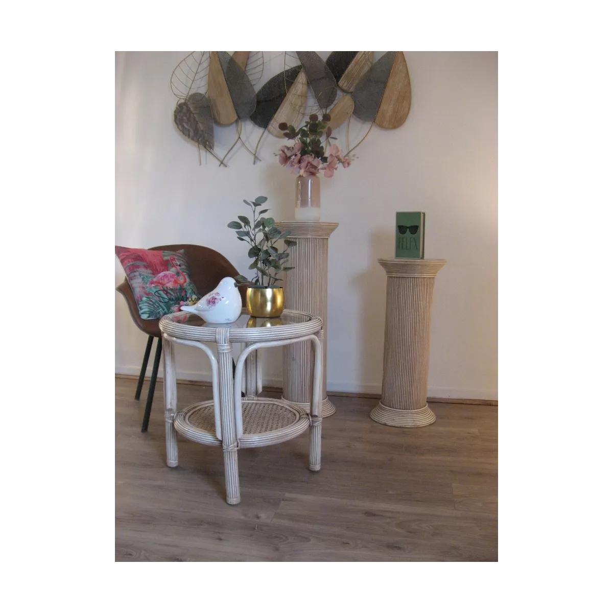 Colonne Romaine en Rotin H.91 cm Rose