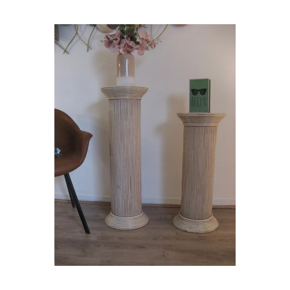 Colonne Romaine en Rotin H.91 cm Rose