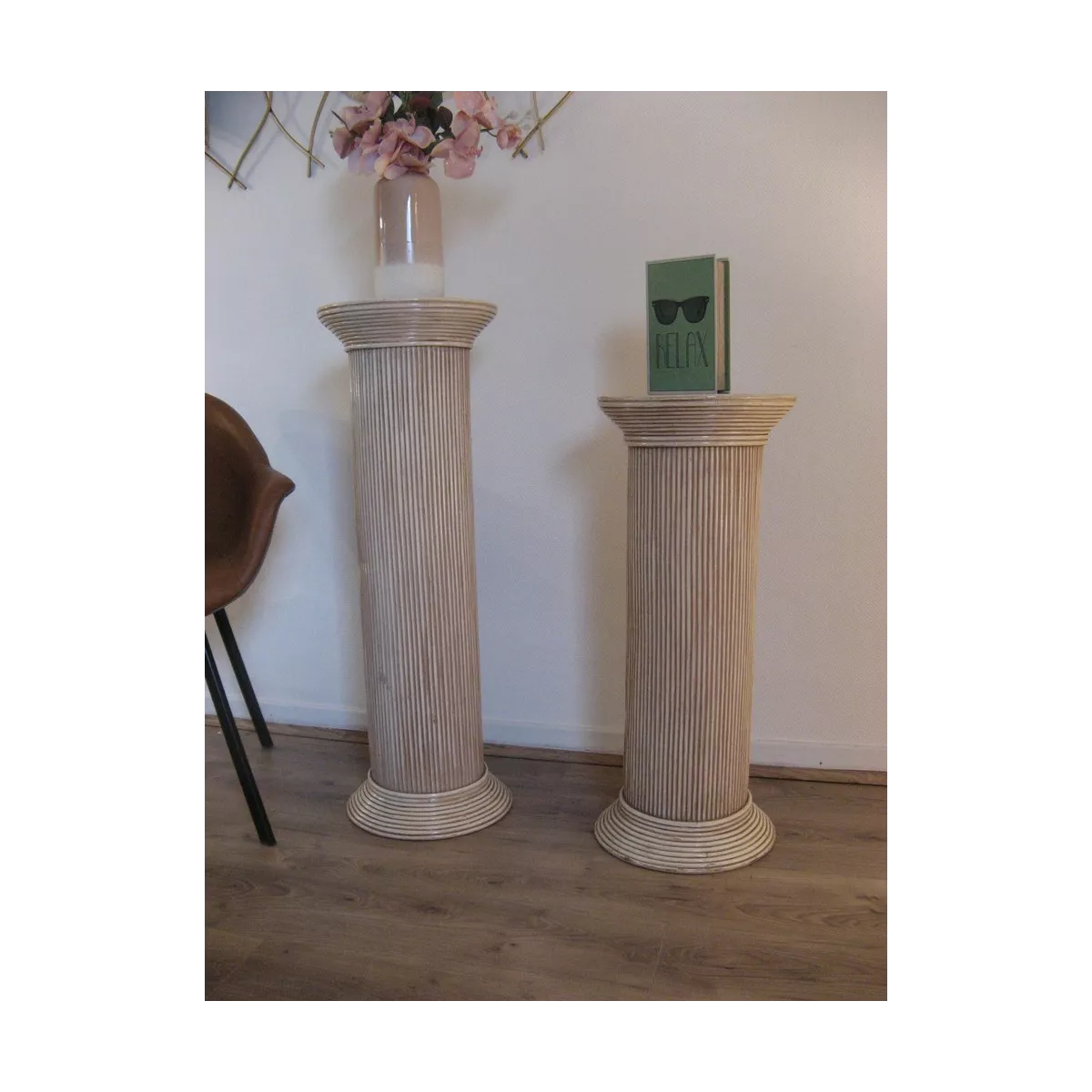 Colonne Romaine en Rotin H.91 cm Rose