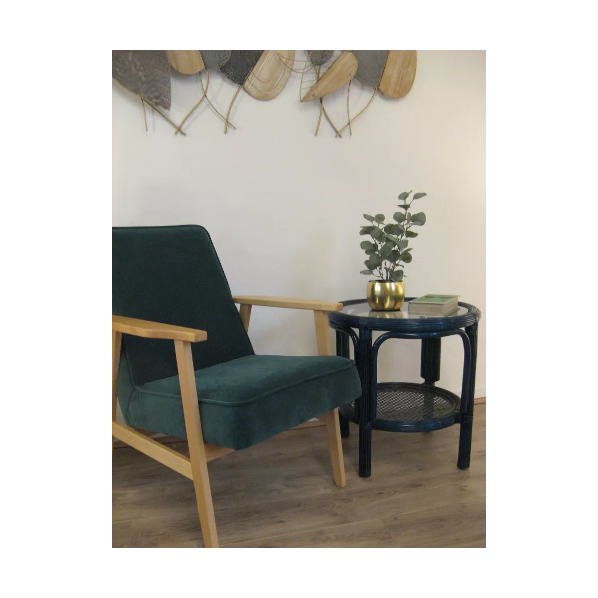 Table Basse en Rotin 55x55 Léon Bleu