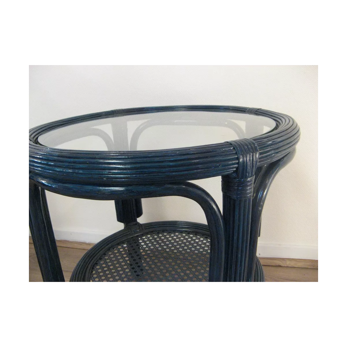 Table Basse en Rotin 55x55 Léon Bleu