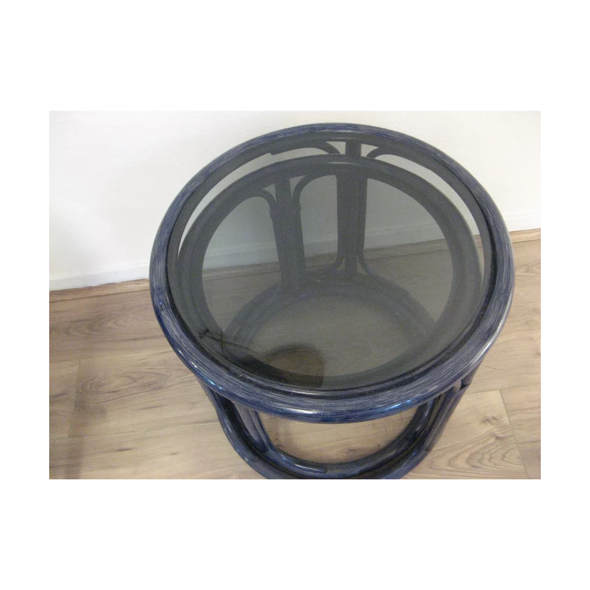 Tables Gigognes Ronde en Rotin Bleu