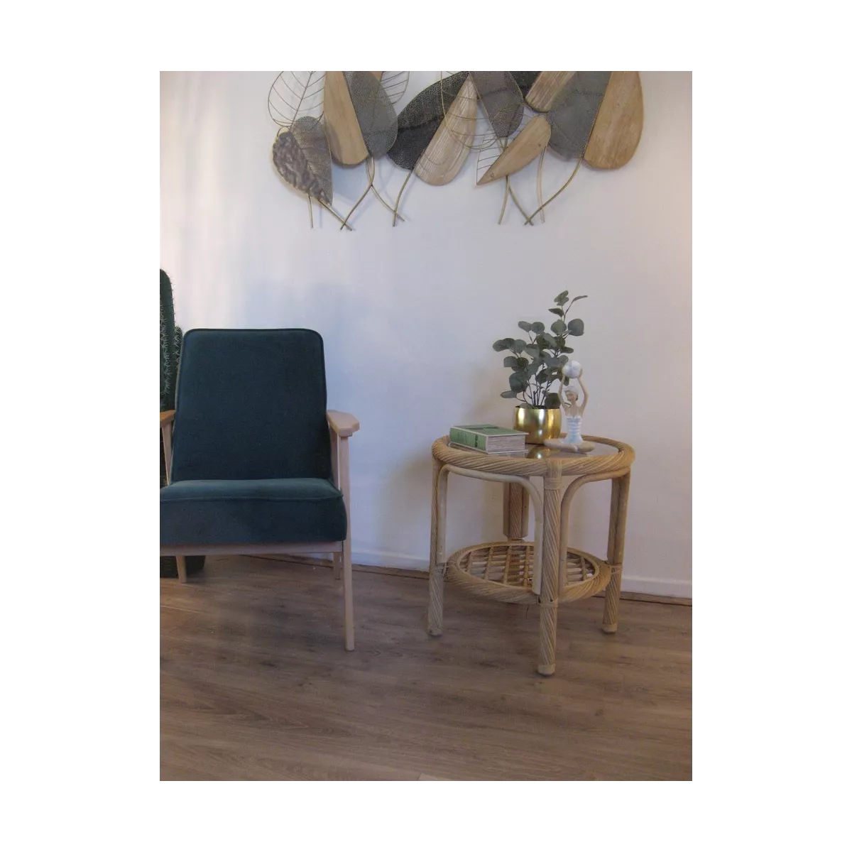Table Basse en Rotin 55x55 Léon Brut