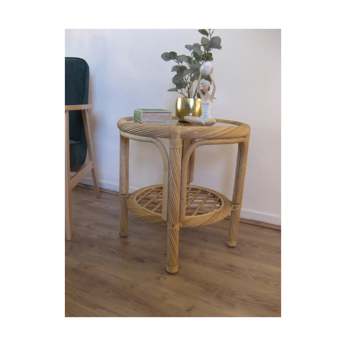 Table Basse en Rotin 55x55 Léon Brut