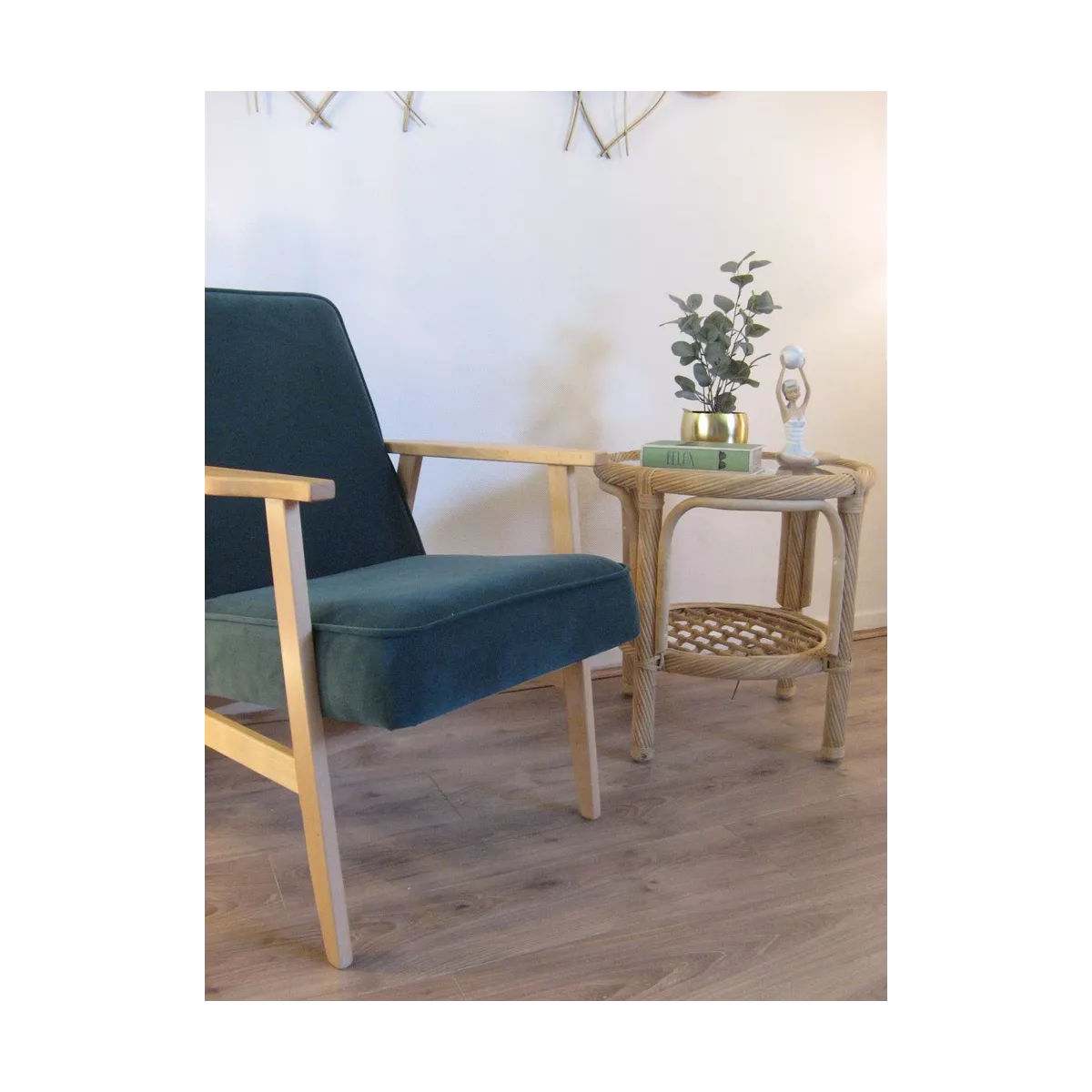 Table Basse en Rotin 55x55 Léon Brut