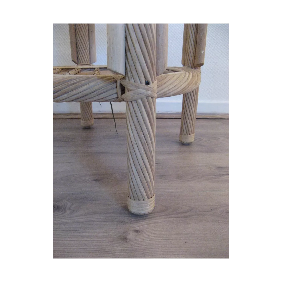 Table Basse en Rotin 55x55 Léon Brut