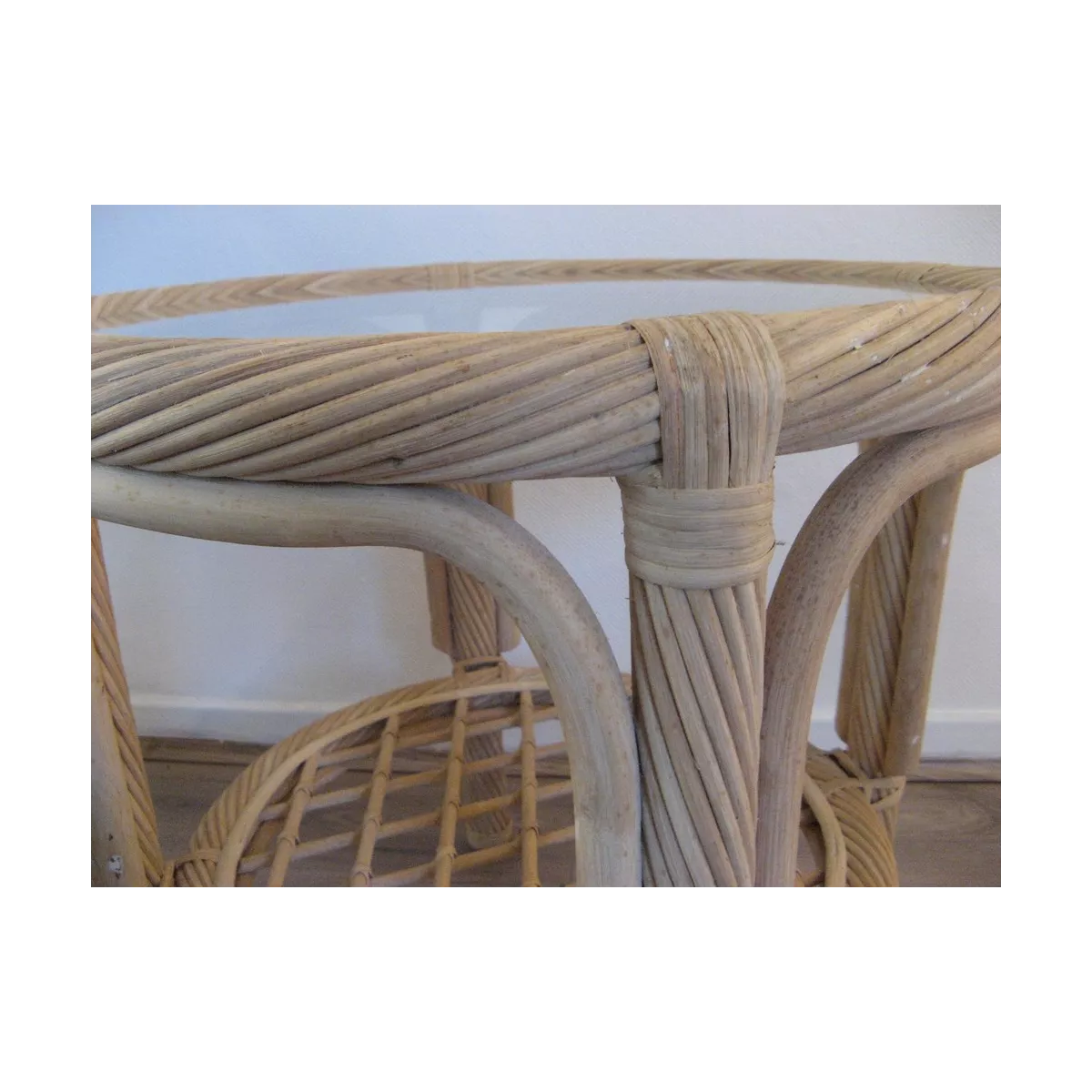 Table Basse en Rotin 55x55 Léon Brut