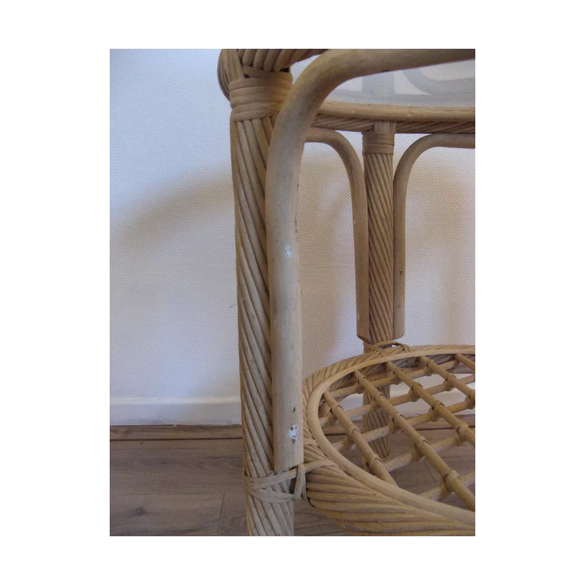 Table Basse en Rotin 55x55 Léon Brut