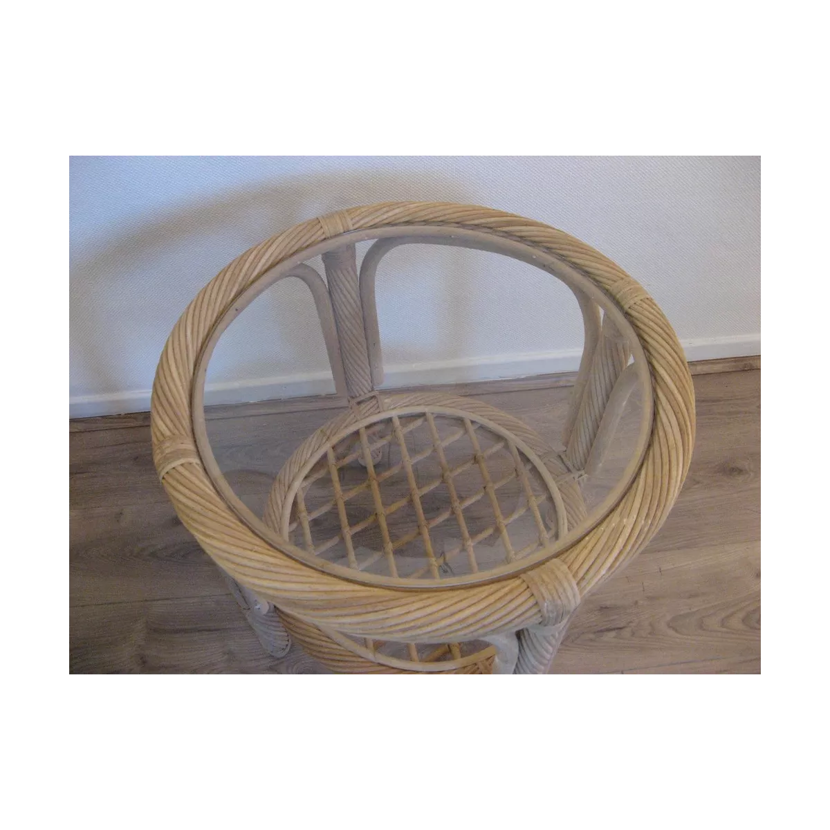 Table Basse en Rotin 55x55 Léon Brut