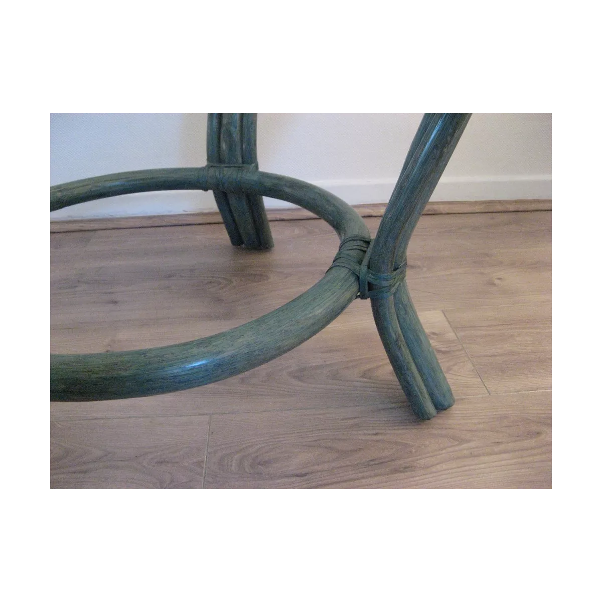 Table Basse en Rotin 77x77 Crueso Bleu