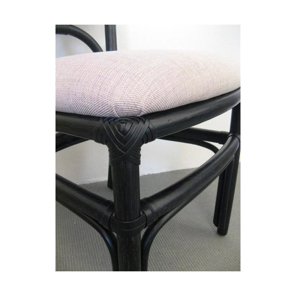Chaise Médaillon en Rotin Noir