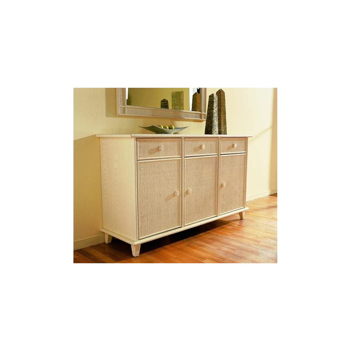 Miroir Rotin Bandar 118x78 Ivoire