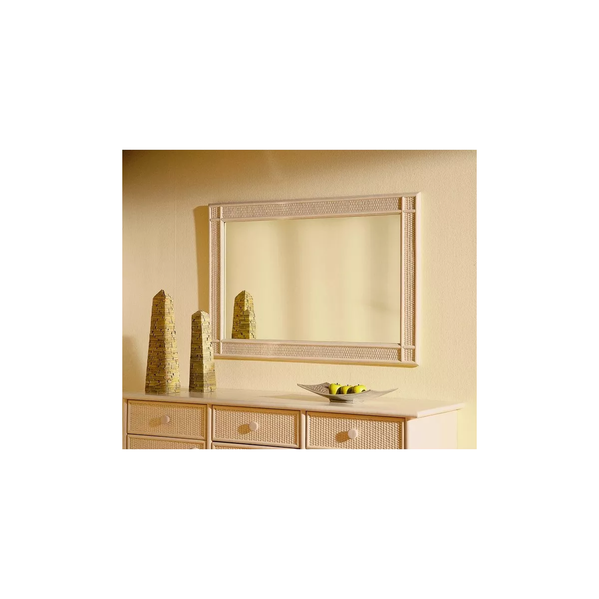 Miroir Rotin Bandar 118x78 Ivoire