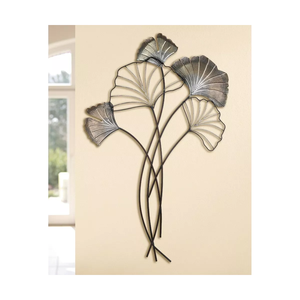 Décoration Murale Feuilles Ginkgo Gris 60x98