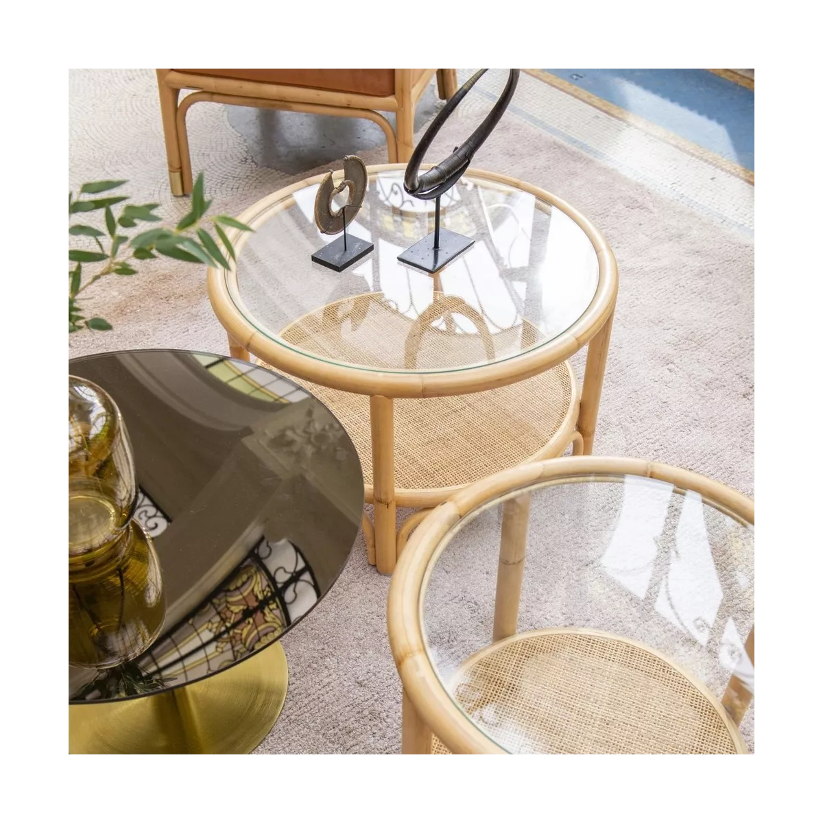 Table basse en Rotin  Riviera 66x66