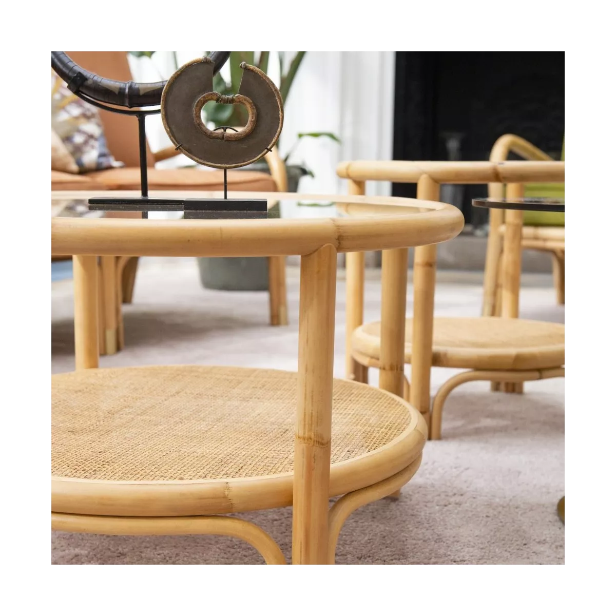 Table basse en Rotin  Riviera 47x47