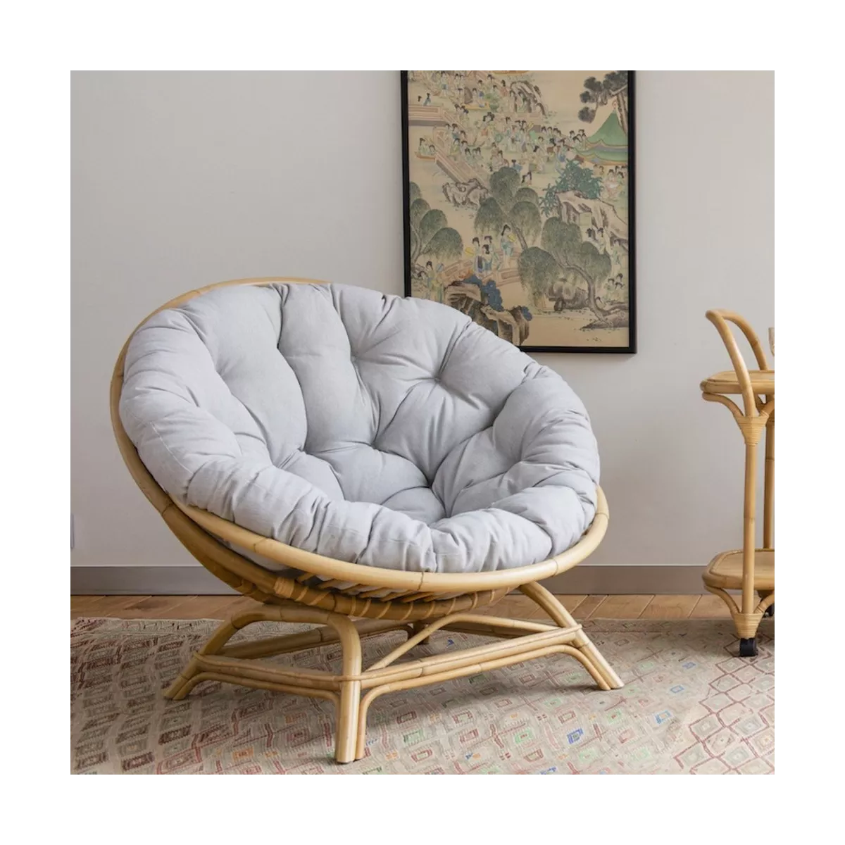 Fauteuil Maxi Coquille Rotin naturel