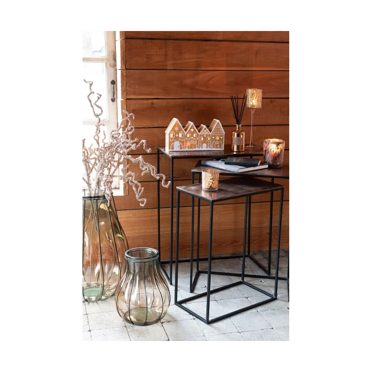 Vase Fusion Verre Ambre H.38cm