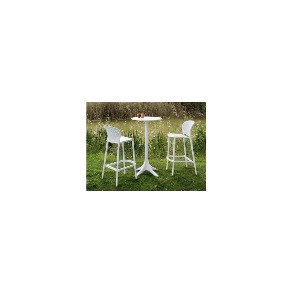 Tabouret de Bar  Malta en Résine Blanche
