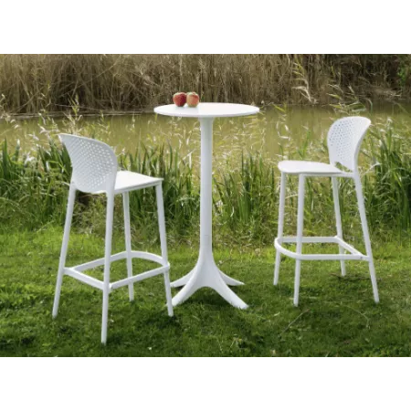 Tabouret de bar  Malta en Résine Blanche