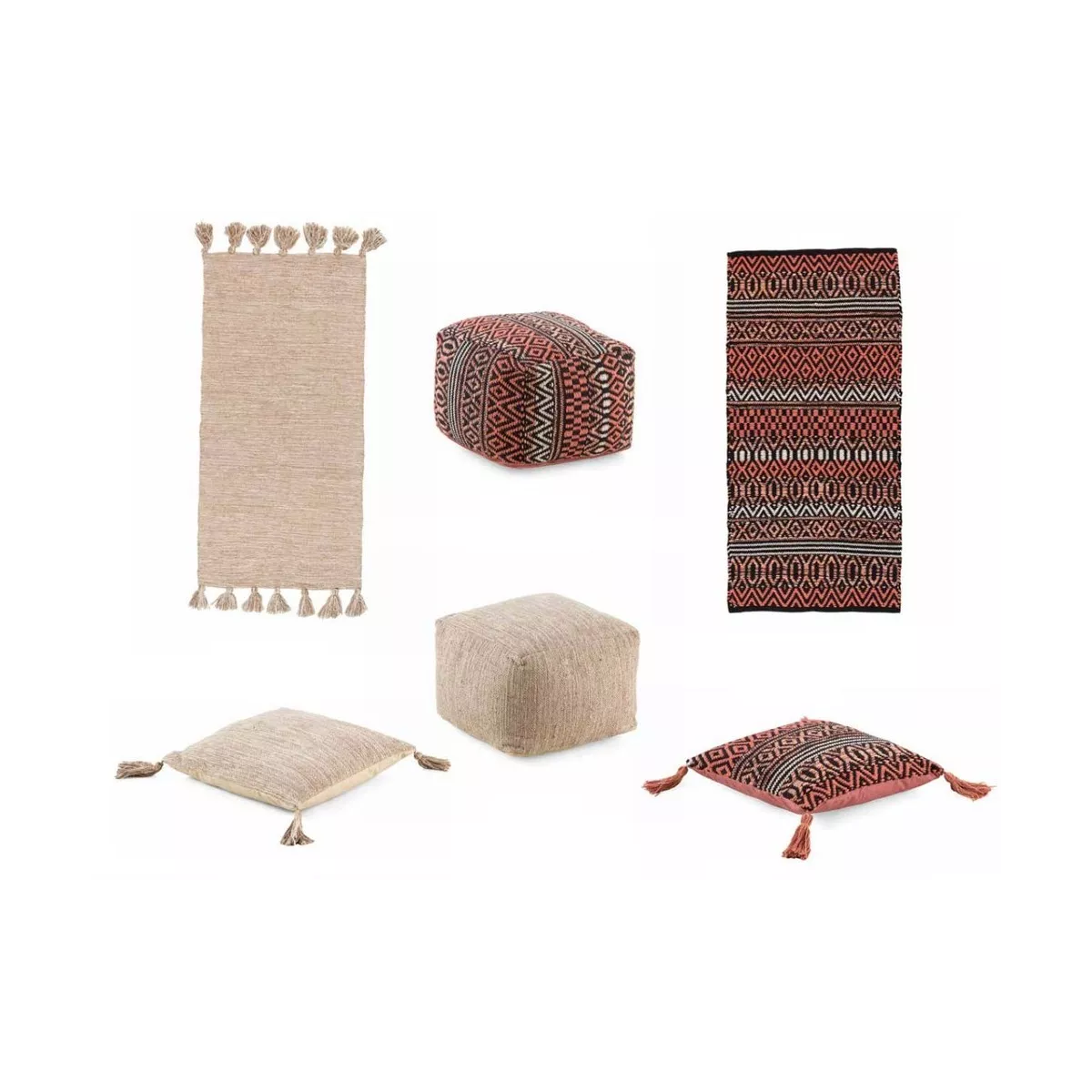 Pouf Coton et Jute 45x45 Rose