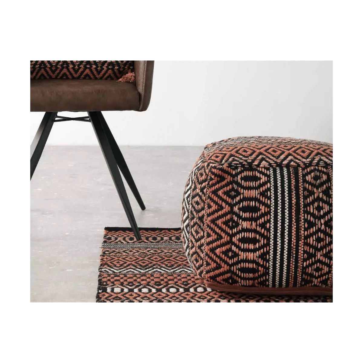 Pouf Coton et Jute 45x45 Rose