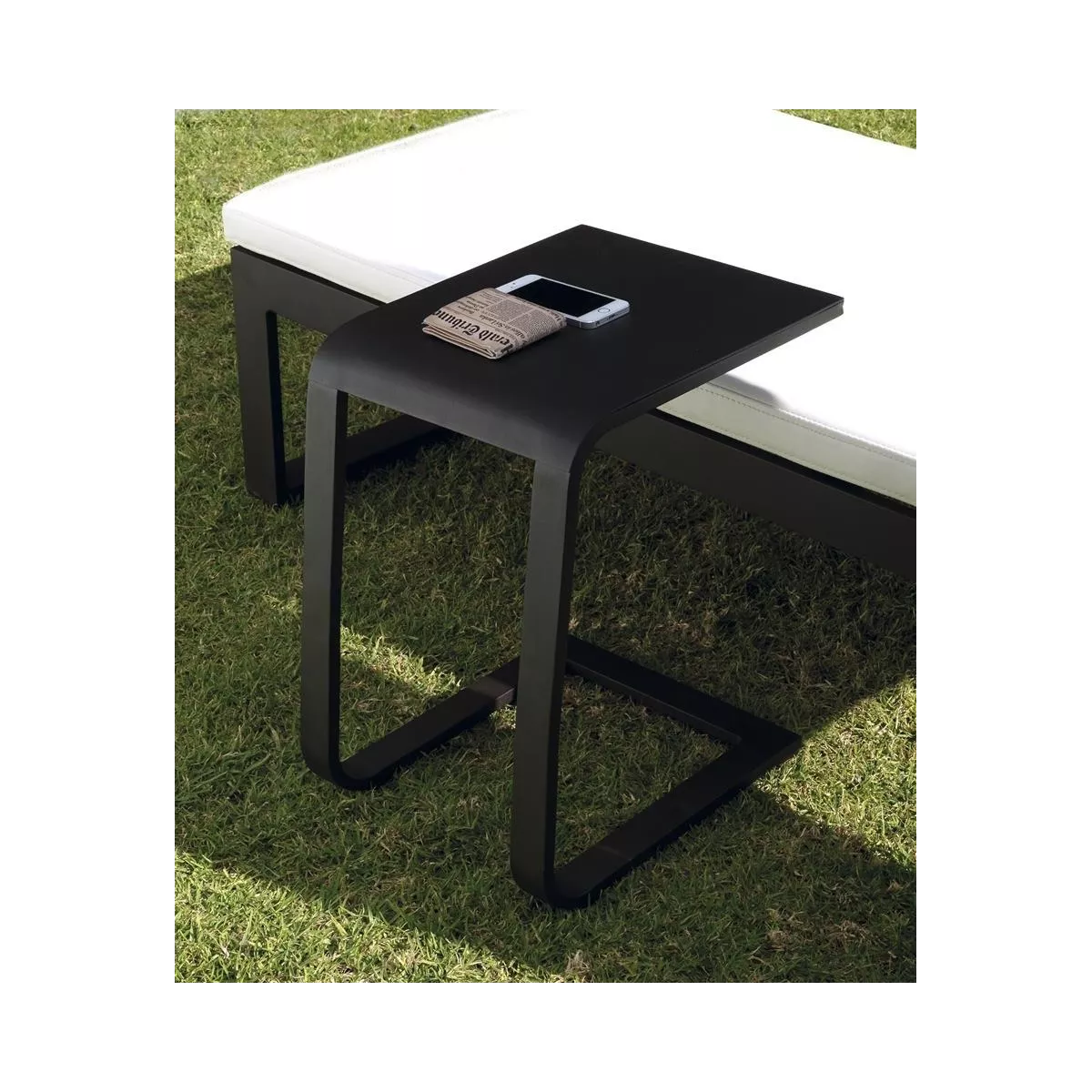 Bout de Canapé Porto Aluminium Gris Anthracite