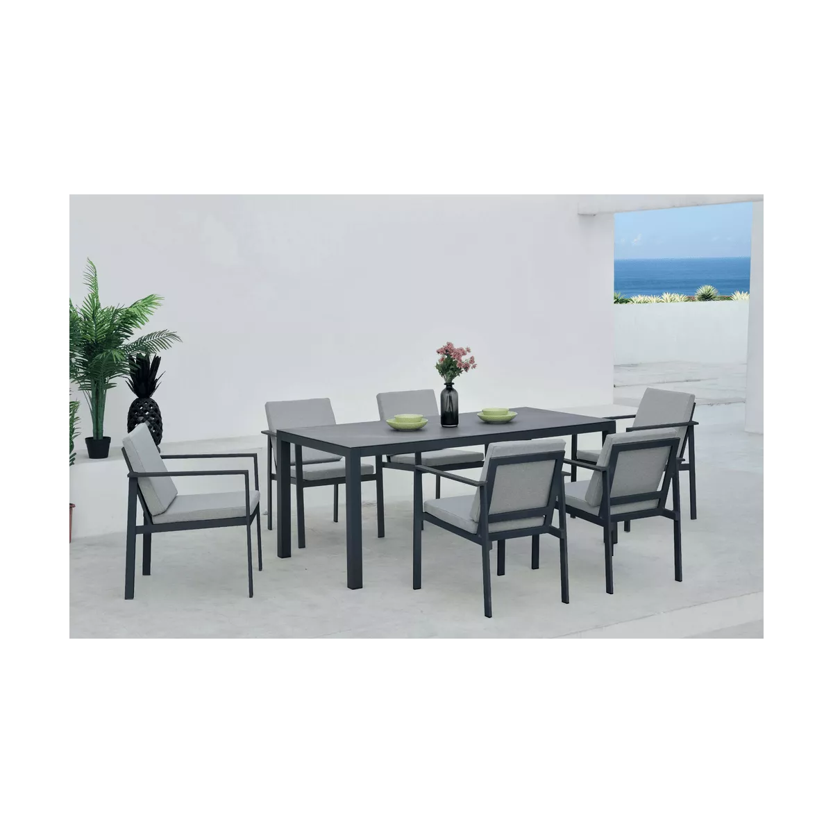Table 180x90  Porto  Aluminium Gris Antracite