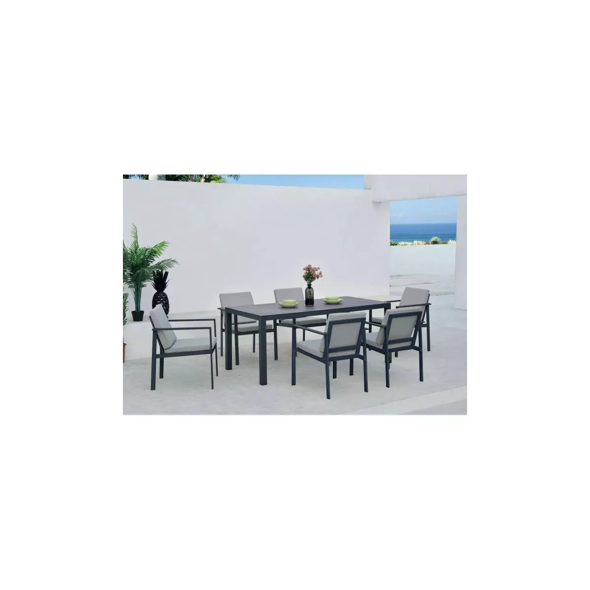 Table 180x90  Porto  Aluminium Gris Antracite
