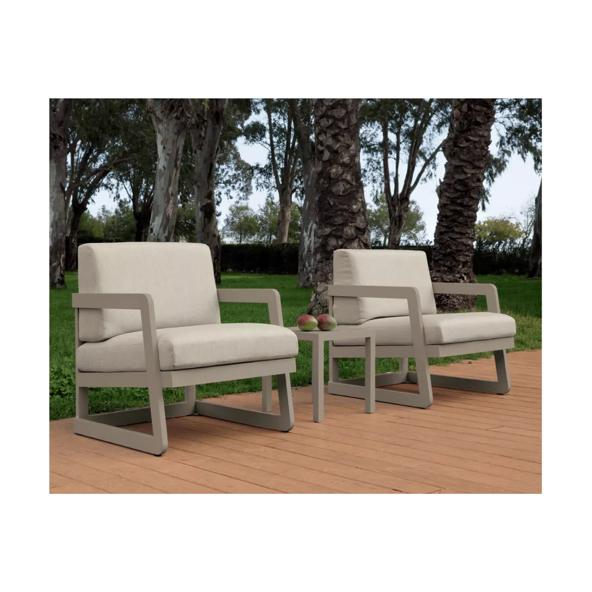 Ensemble 2 Fauteuils Faro + Table basse Carrée Faro