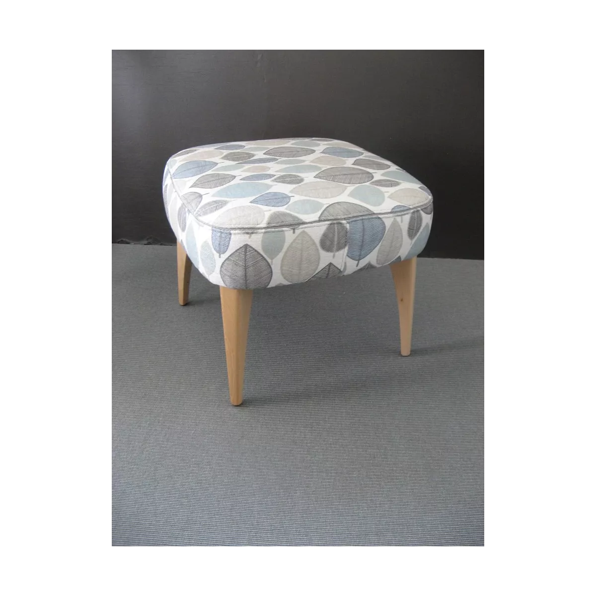 Pouf Catania Feuilles bleu