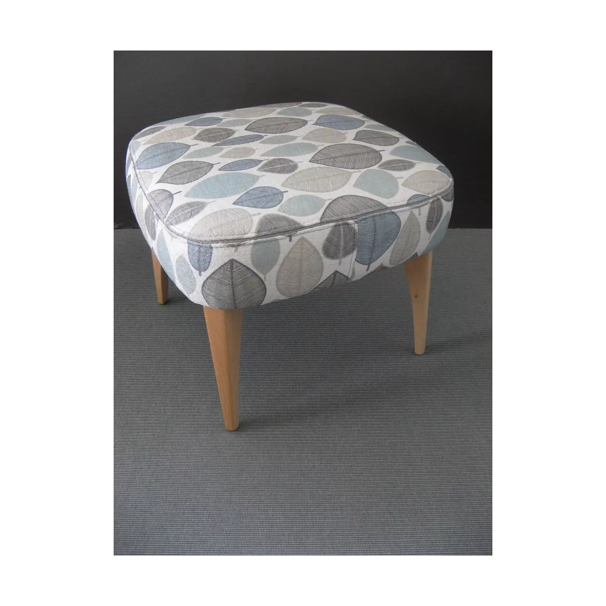 Pouf Catania Feuilles bleu