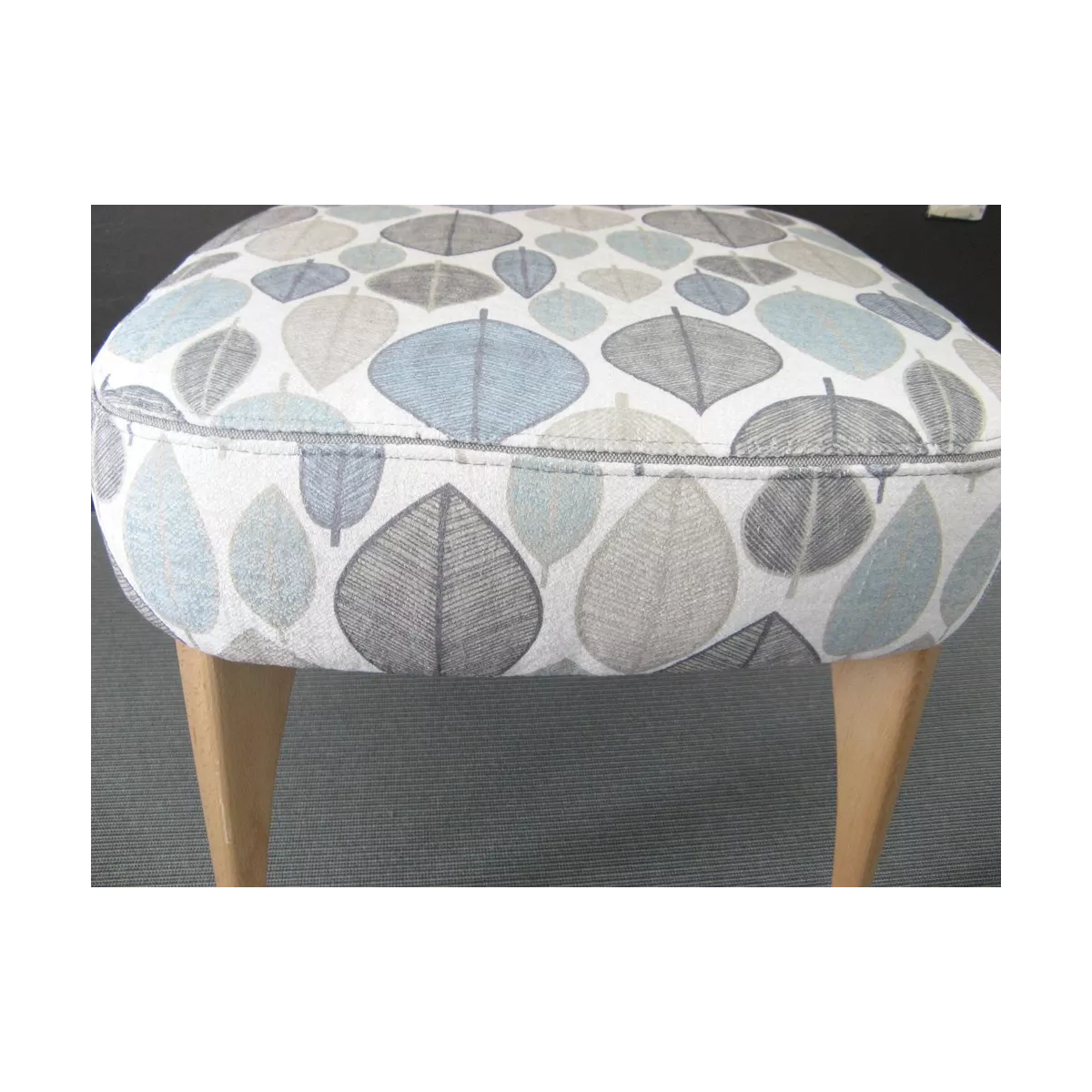 Pouf Catania Feuilles bleu