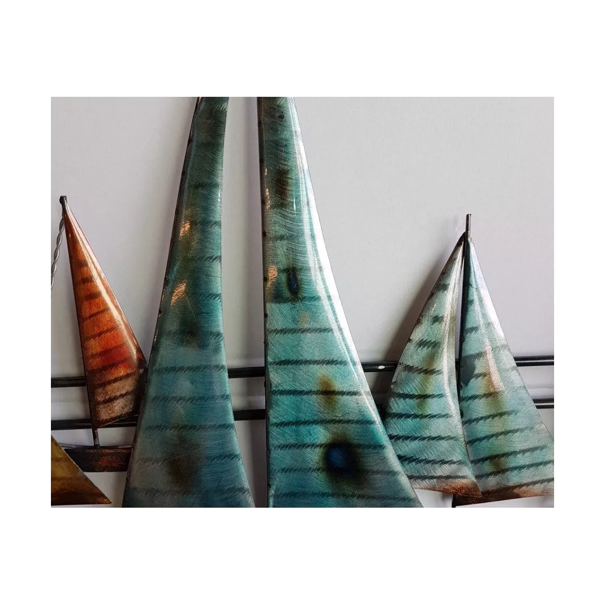 Décoration Métal Voiliers et 3 Cabanes de Pêcheurs