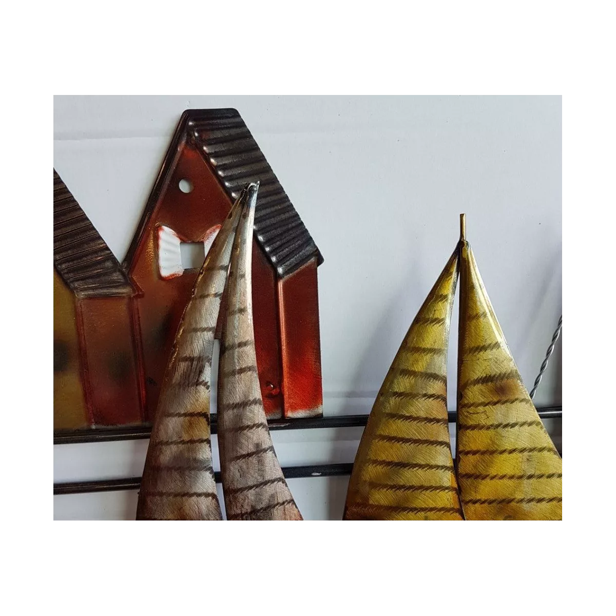 Décoration Métal Voiliers et 3 Cabanes de Pêcheurs