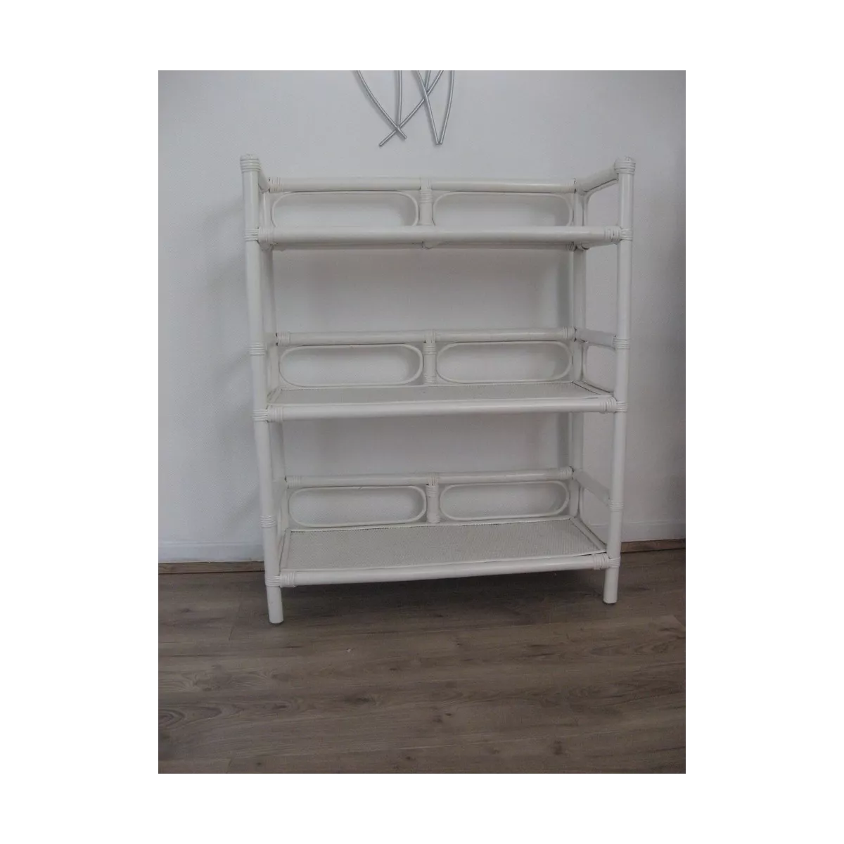 Etagère Book 3 Plateaux  Rotin Blanc 75x30x95