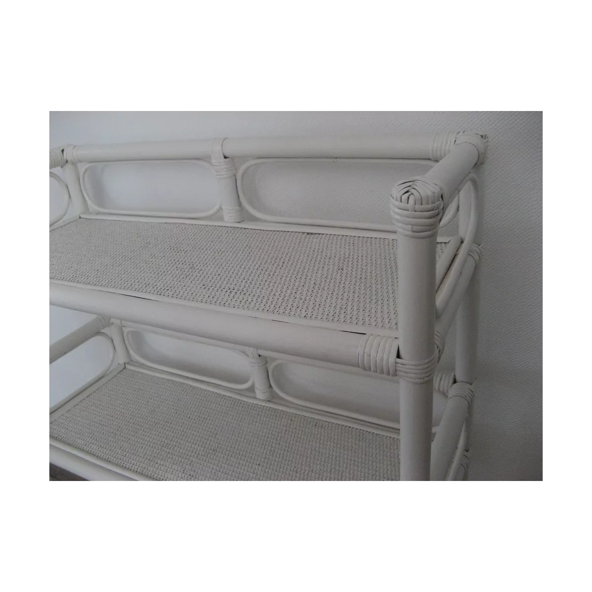 Etagère Book 3 Plateaux  Rotin Blanc 75x30x95